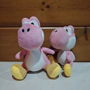 Super Mario Brothers Nintendo Yoshi Pink 2010 6" & 8" Plush Bundle